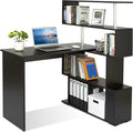 Mondeer 41.7' L Shaped Desk with 4-Tier Storage Shelves, Computer Corner Desk for Study Home Office Living Room (Black)