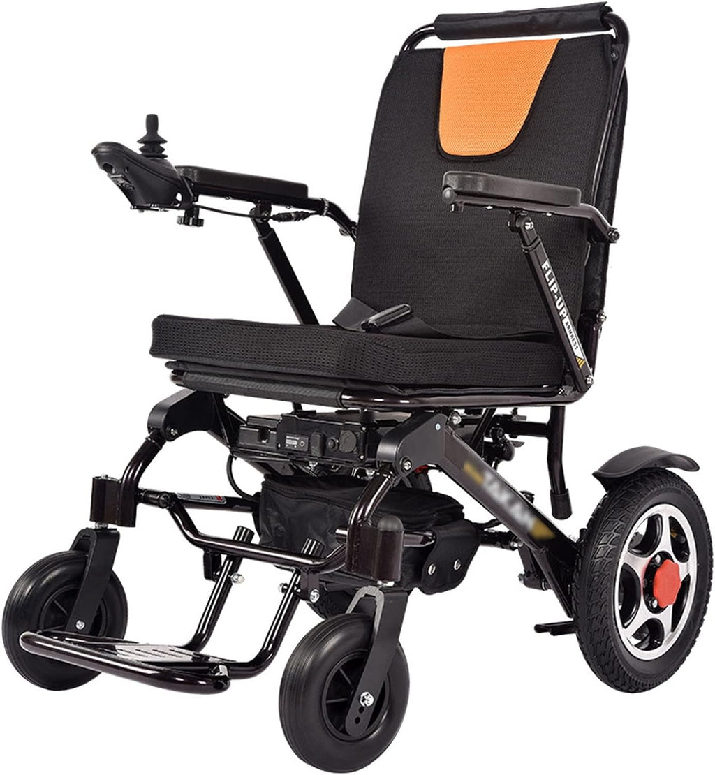 Lightweight Fold Electric Wheelchair Portable Wheel Chair Open/Fast-fold Compact Electric Chair 5-Speed Adjustment for Hemiplegia Paraplegia (Color : Black)