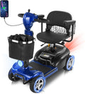 45 Miles 4 Wheels Mobility Scooter for Seniors/Adults Up to 300LBS,350W Electric Wheelchair Detachable Lithium Battery,Dual Baskets,Rotating Seat,with Taillight, USB Charging, Blue