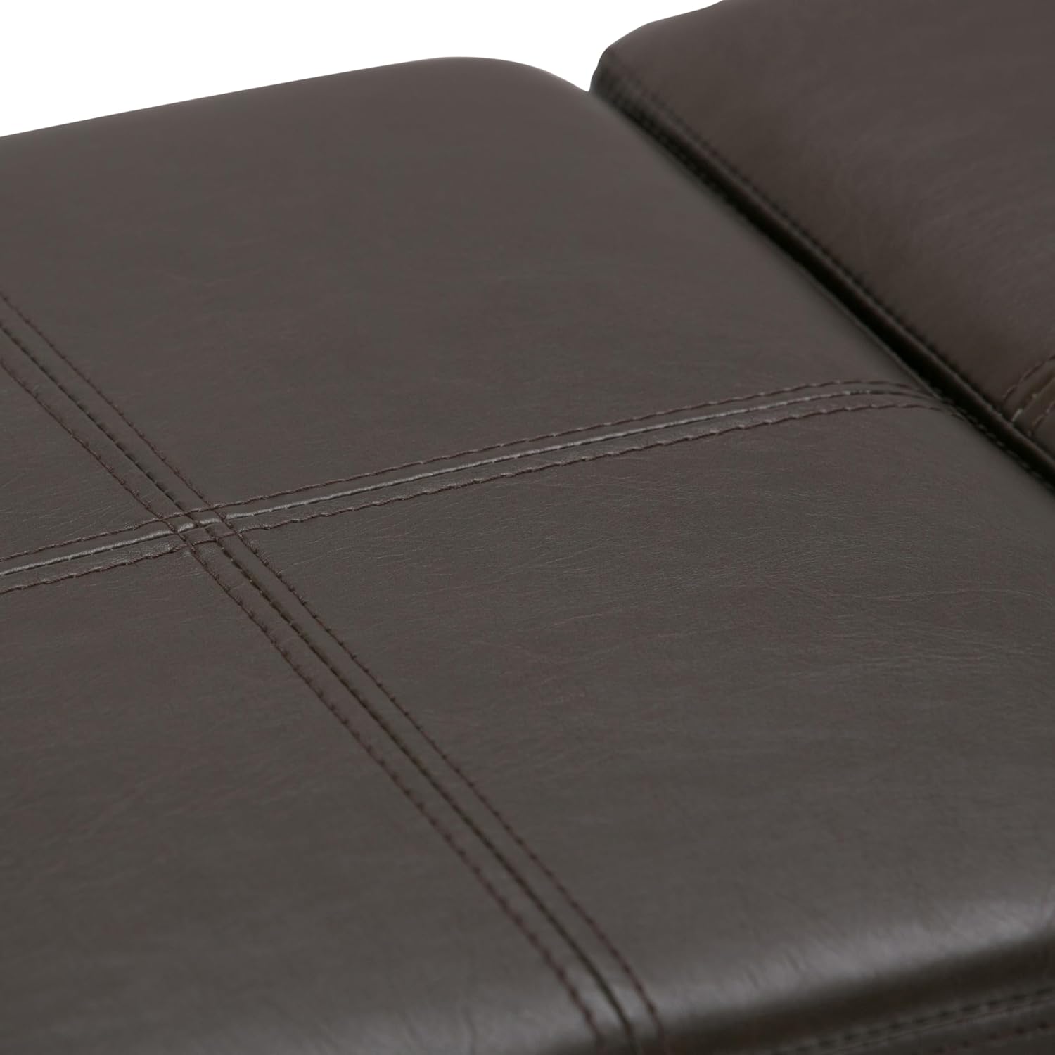 SIMPLIHOME Avalon Storage Ottoman - 42 inch Wide Upholstered Vegan Leather Rectangular Flip-Top Ottoman in Chocolate Brown, Contemporary Coffee Table Ottoman for Living Room with Hidden Storage