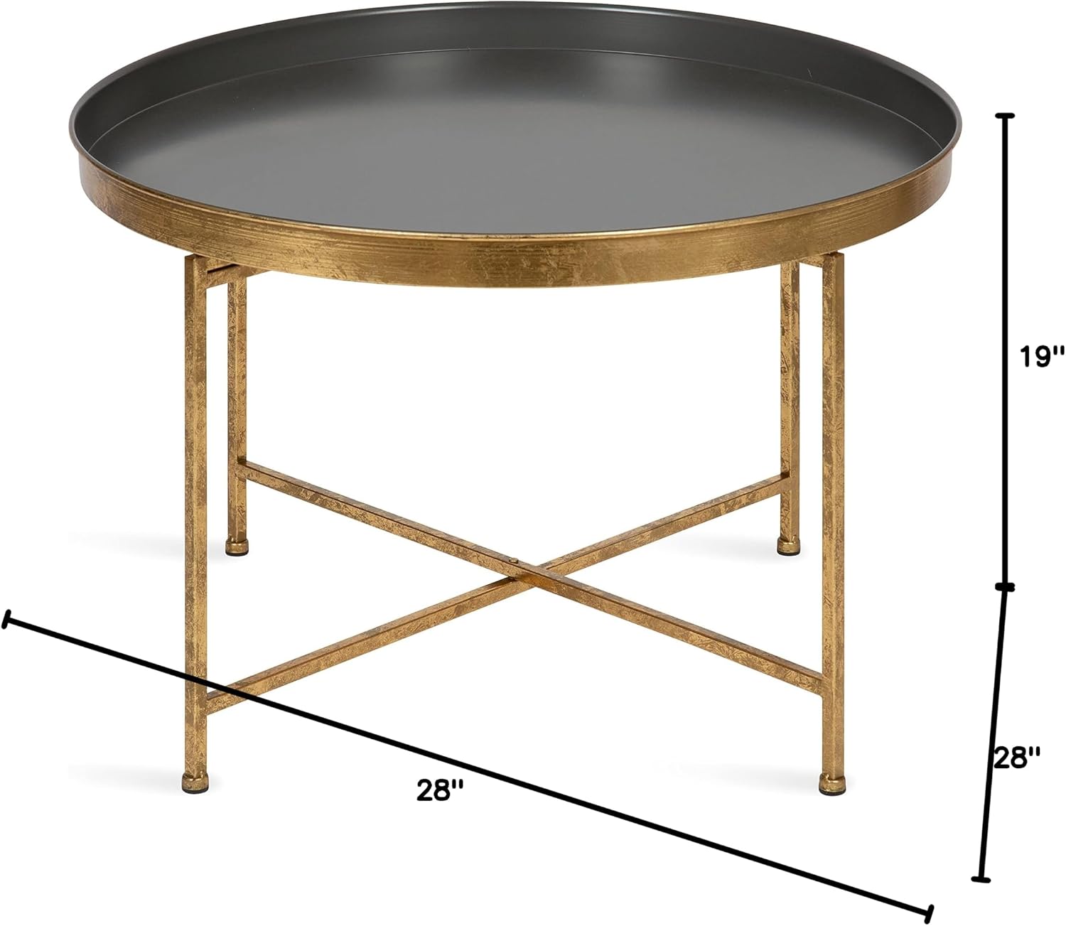 Kate and Laurel Celia Modern Coffee Table; 28 x 28 x 19; Gray and Gold; Glamorous Folding Metal Table for Storage and Display