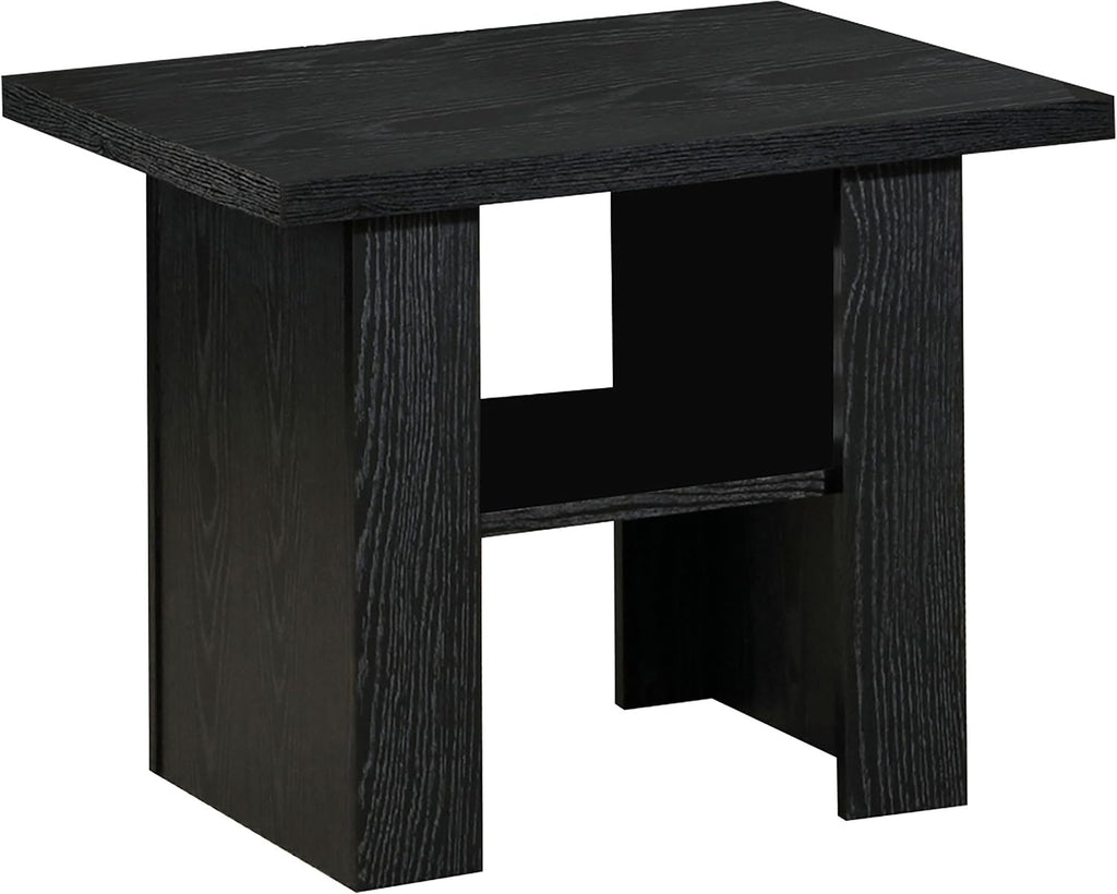 Bowery Hill 3 Piece Coffee Table Set, Black Oak Finish, Hollow Board and Particle Board Construction, Includes Coffee Table and 2 End Tables, Storage Shelves, Contemporary Style for Modern Living Room