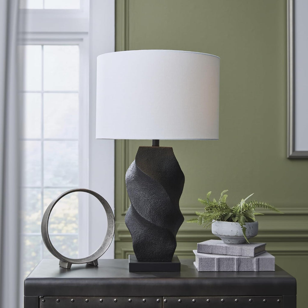 Signature Design by Ashley Amillion Modern Polyresin Table Lamp with 3-Way Switch, Black