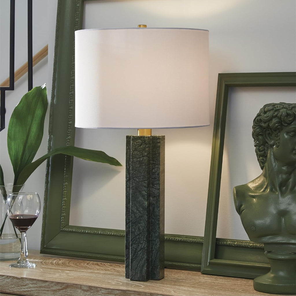 Signature Design by Ashley Keegan Contemporary Marble Table Lamp with 3-Way Switch, Green