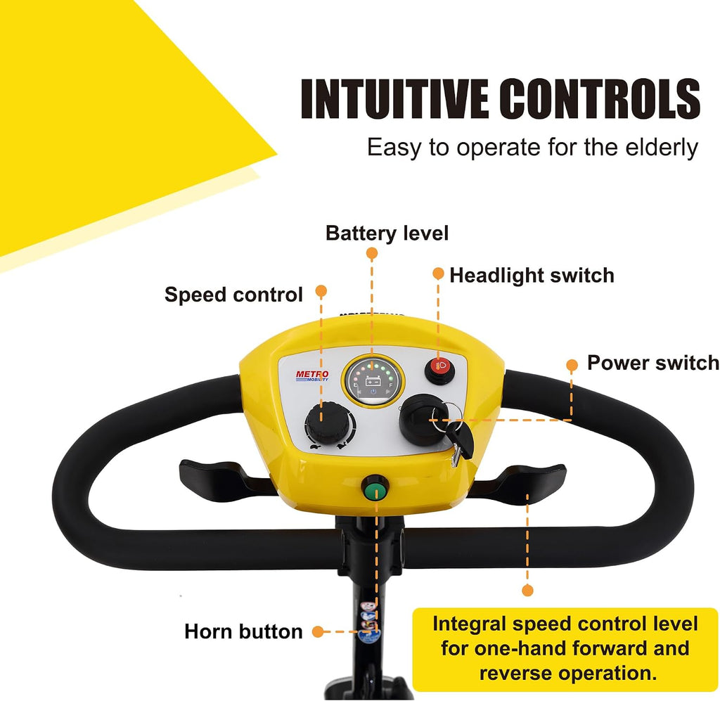 Folding Mobility Scooter for Seniors 4 Wheel Scooter for Adults Electric Medical Scooter Compact for Travel - Electric Powered Wheelchair Device - Compact Heavy Duty Mobile(M1 Yellow)