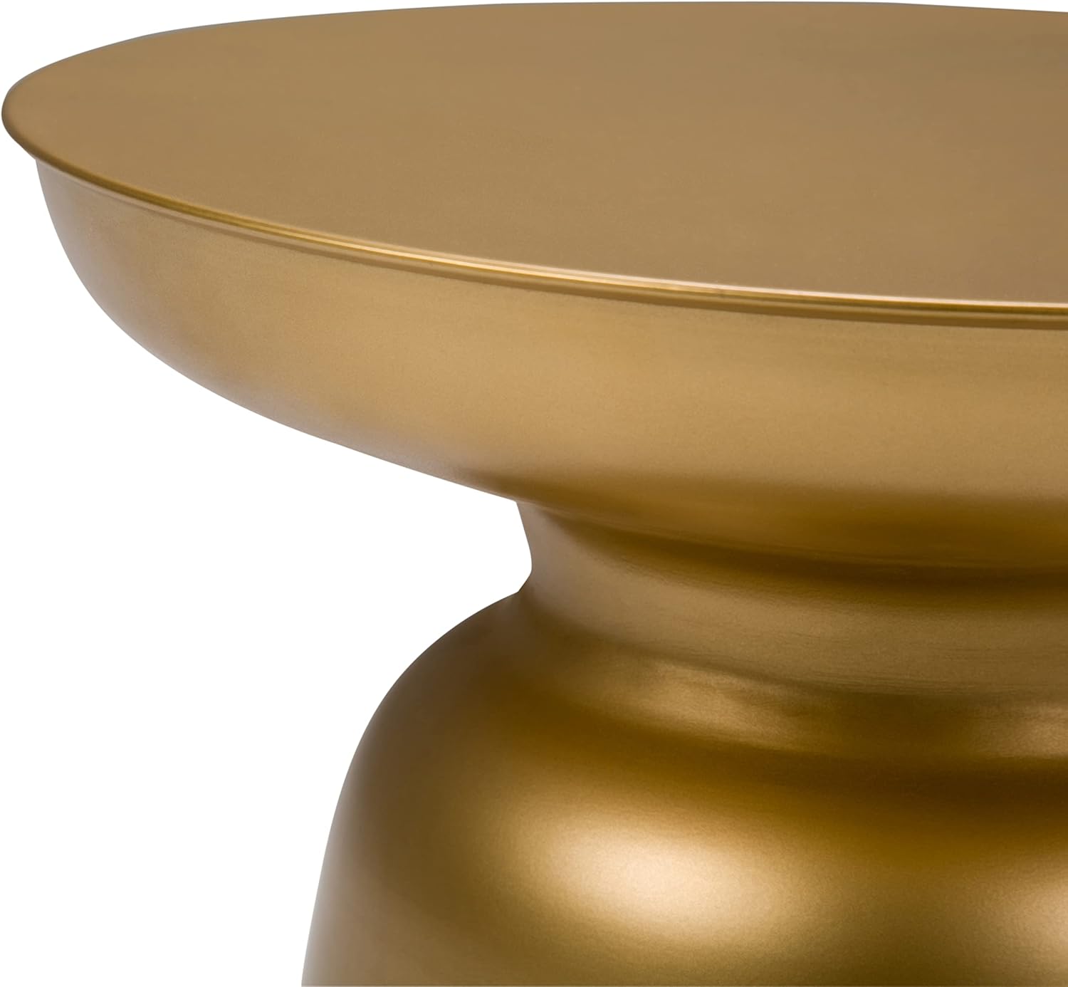 SIMPLIHOME Toby Metal Table - 17' Wide x 18' High Solid Iron Drum Accent Table in Gold, Industrial Side or End Table for Living Room, Bedroom or Entryway with Sculptural Design, Assembled