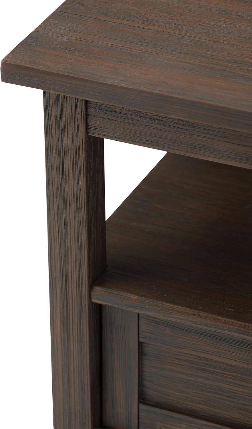 Atlin Designs Small End Table for Living Room, Square Bed Side Table, Narrow Nightstand with Storage Drawer and Shelf for Bedroom, Unique Rustic Telephone Table for Sofa Side, Dark Brown Corner Table