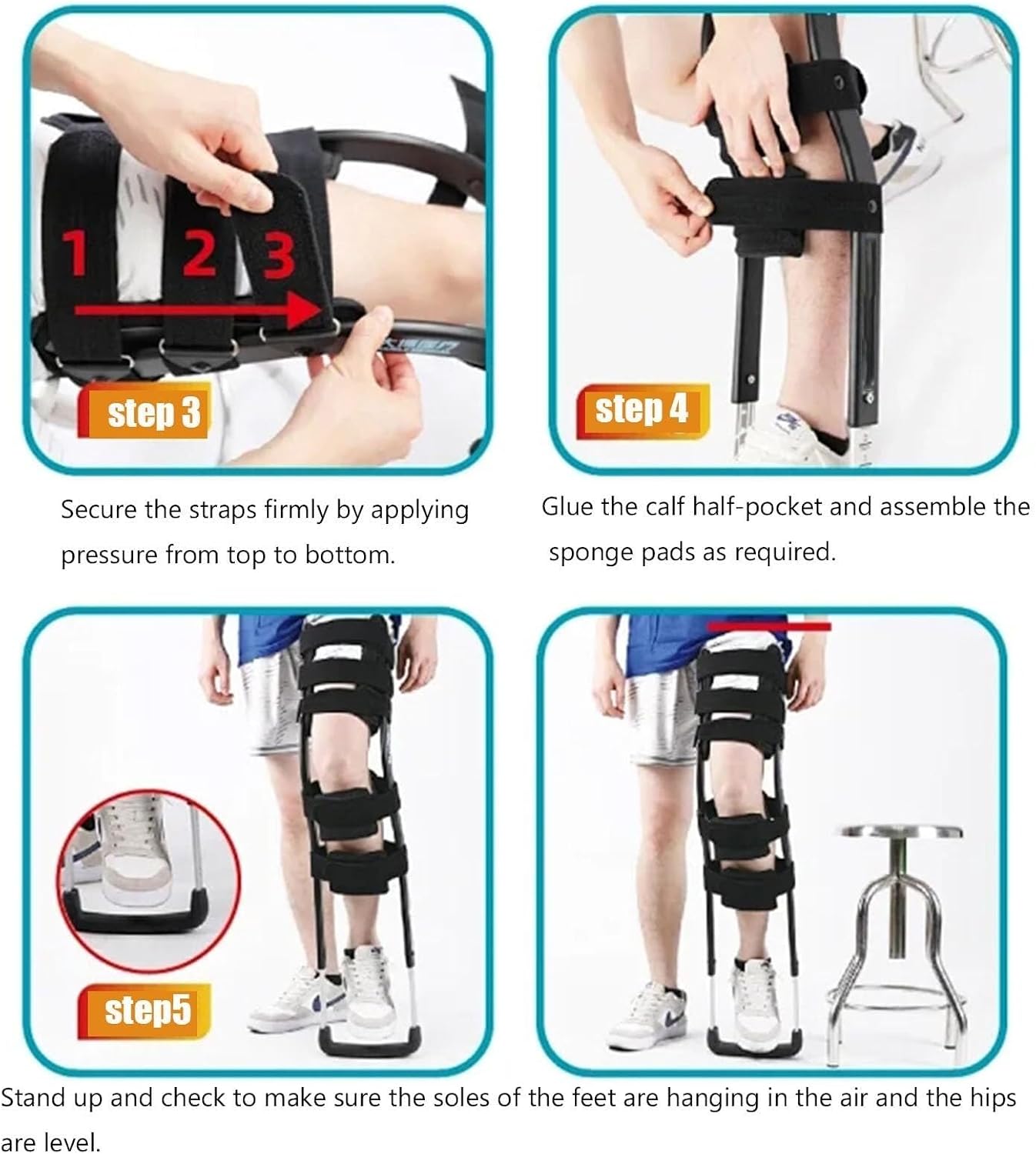Leg Knee Mobility Support Hands Free Crutches for Adults Alternative to Crutches and Knee Scooters for Disability Elderly Injury Ankle Fracture