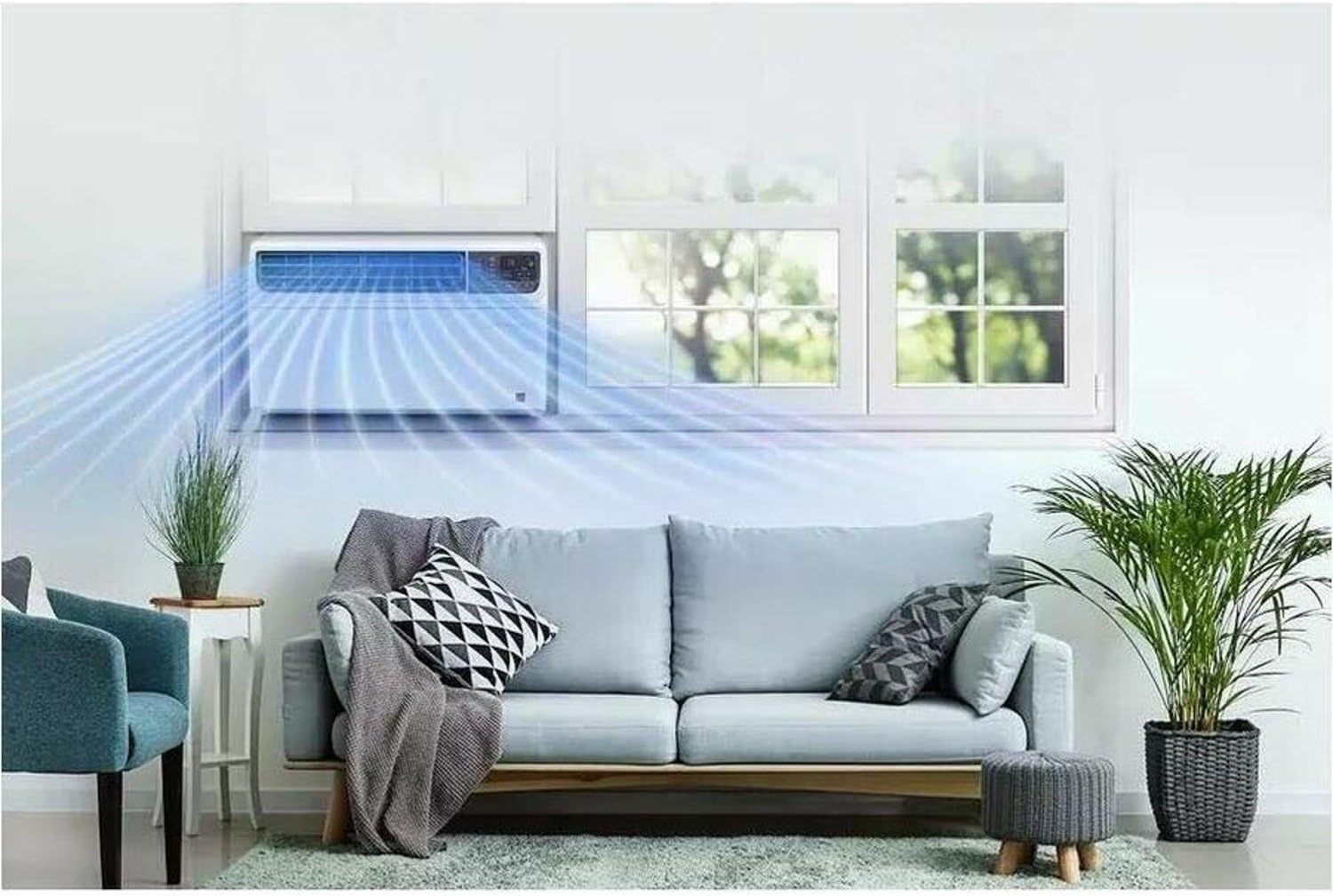 LG 6000 BTU Window Air Conditioner Energy Saving Dual Inverter, Remote Control, WiFi, LG ThinQ, Alexa, Hey Google Enabled Washable Filer Ultra-Quiet Cools Small Room up to 250 Sq.Ft White LW6023IVSM