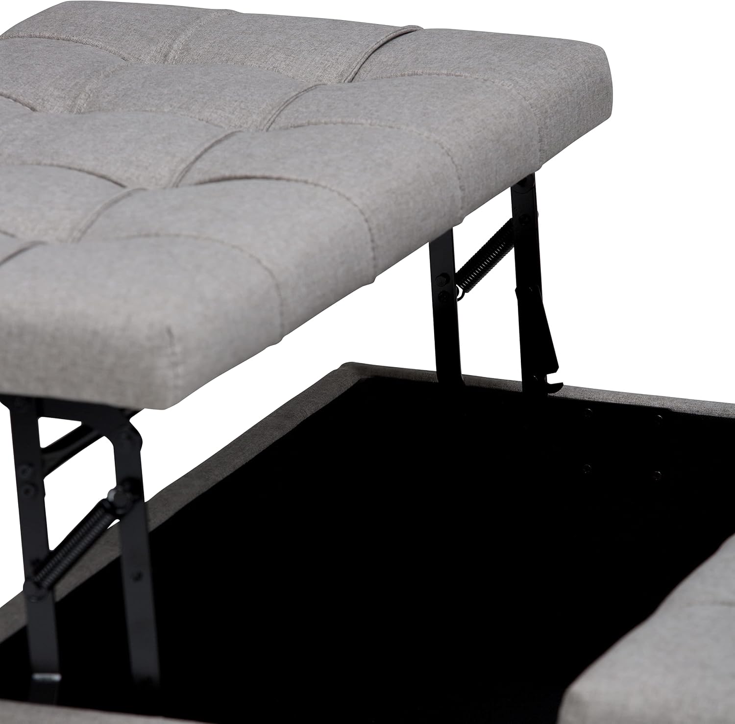 SIMPLIHOME Harrison Coffee Table Storage Ottoman - 36 inch Wide Upholstered Linen Look Fabric Square Lift-Top Ottoman in Dove Grey, Transitional Ottoman for Living Room with Hidden Storage