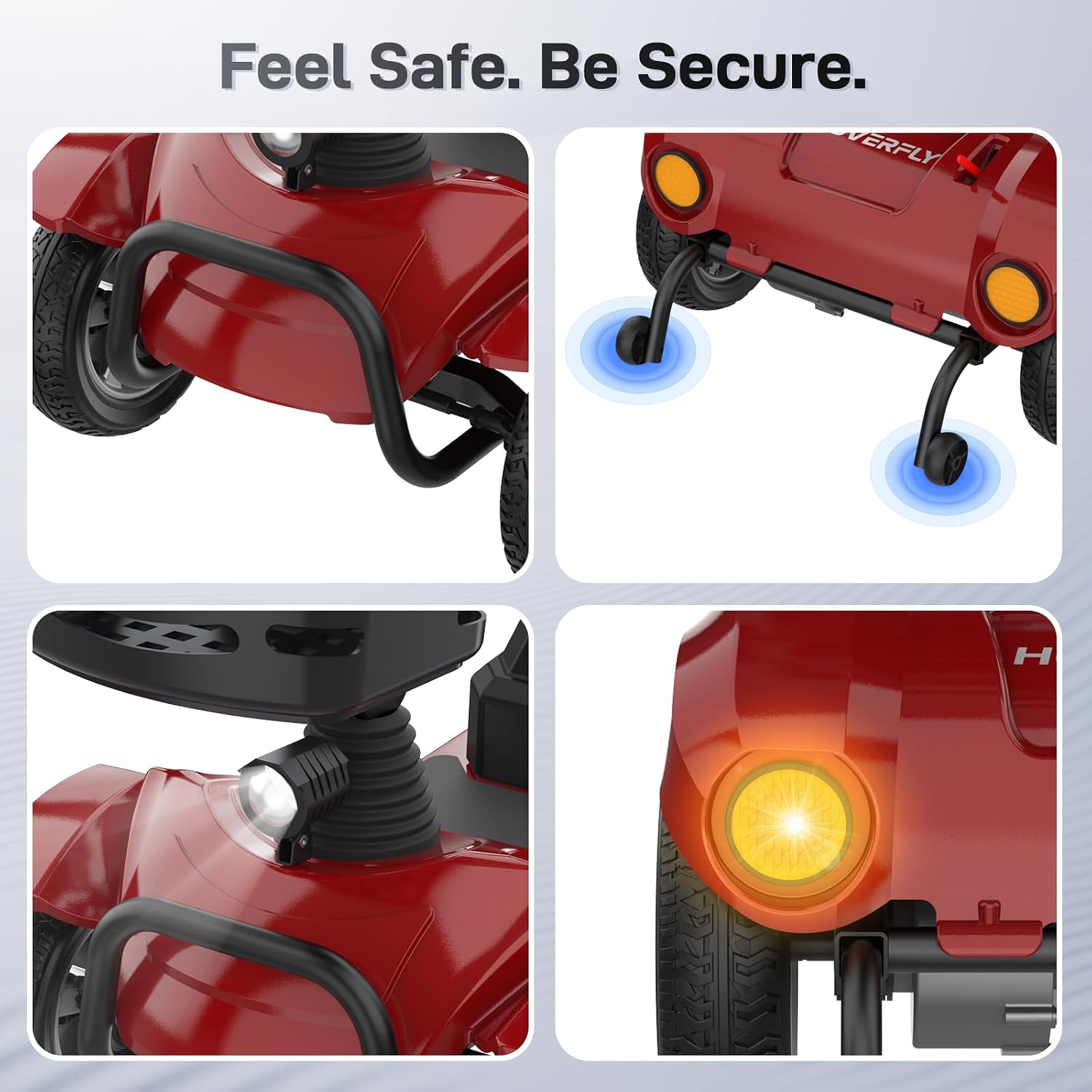 Hoverfly T4 Mobility Scooter for Seniors, Max 12.4-Mile Range & 3.7 mph, 3-Position Seat & Anti-slip Rear Wheel, Removed Battery&Quick Fold Design, Solid 9' Tire &330 lb Capacity, Ease of Assembly Red