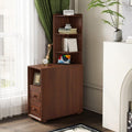 JIJIWANG Tall End Table with Drawers, 47.2' Corner Shelf Table with Open Storage, Narrow Side Table for Bedroom Living Room Small Space, Walnut