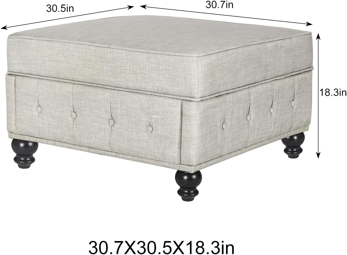 Joveco Storage Ottoman Bench Linen Button Tufted Entryway Bench with Wood Legs, Coffee Tables Footstool for Living Room Bedroom, Need to DIY Assemble/Put it Together,(Beige)