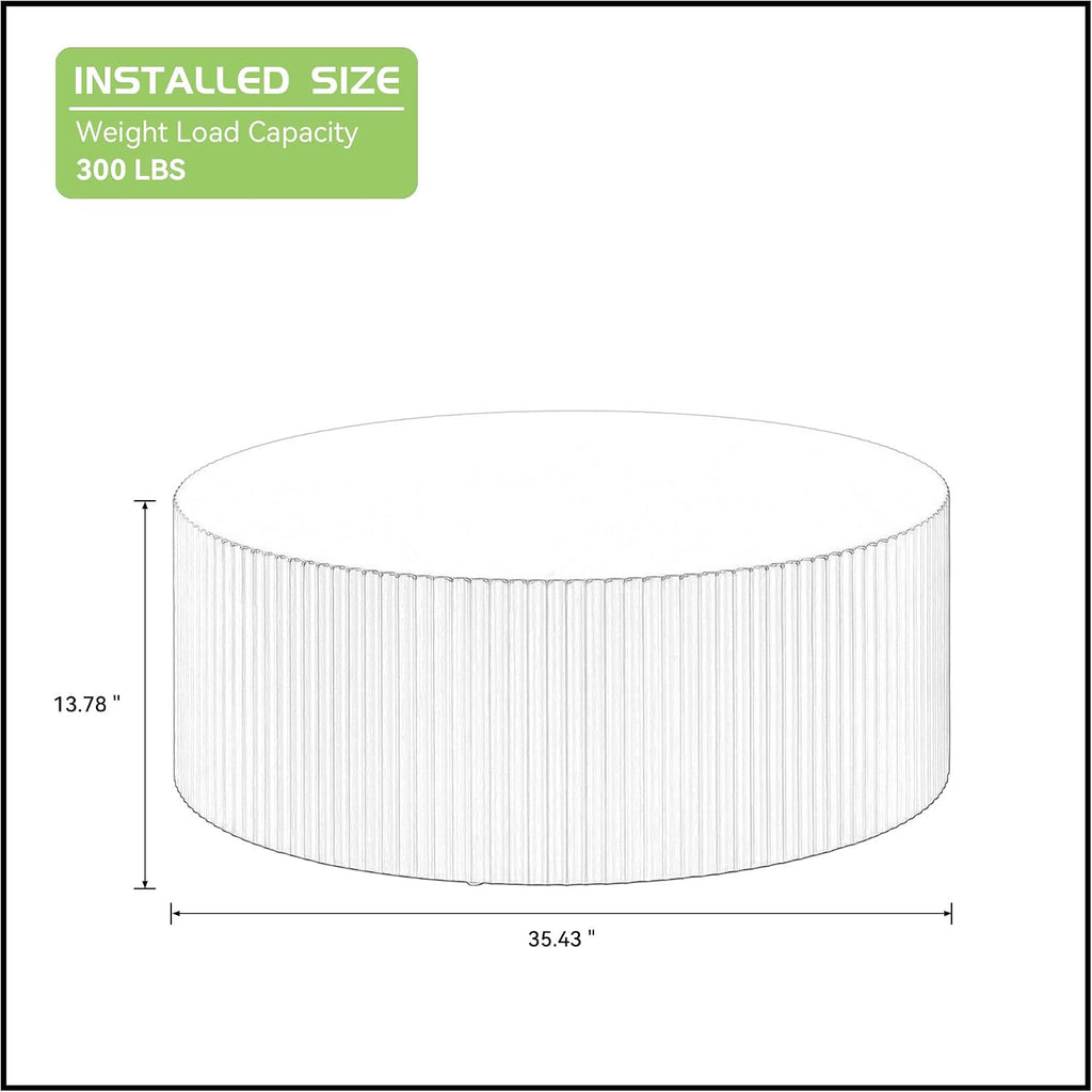 JUSTONE Black Round Coffee Table for Living Room, 35.43' Round Wood Circle Drum Coffee Table End Table Side Table for Home Office, Matte Black (ø35.4'' x 13.7'')