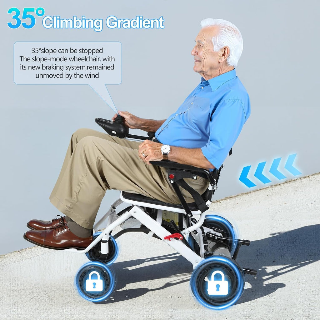 Lightweight Folding Electric Wheelchair for Adults, Portable Mobility Scooter with 500W Motor, 12-Mile Range & Airline Approved Design White US B