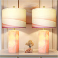 Scenekoy 23' Alabaster Table Lamp Set of 2 with Night Light for Bedroom Living Room, Rotary Switch, Pink Modern Table Lamp with Linen Shade, Nightstand Lamps for Room Bedside Office (Bulb Included)