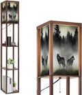Floor Lamp with Shelves 3D Render Timber Wolfs Standing Tall Lamp USB Ports & Power Outlet Modern Corner Lamp Nightstand Light for Living Room Bedroom