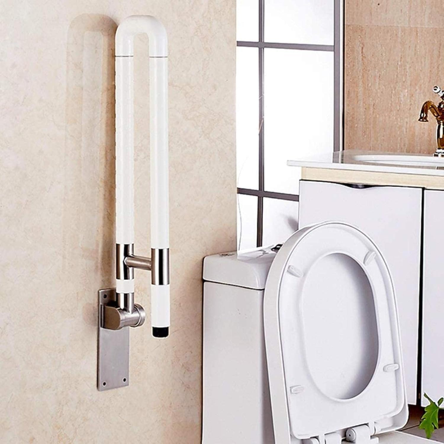 Bath Handle Towel Rail Safety Toilet Grab Bar Handicap Commode Handrail Support Foldable Non-Slip Bathroom Hand Disability Aid and Elderly Assistance (Color : Yellow)