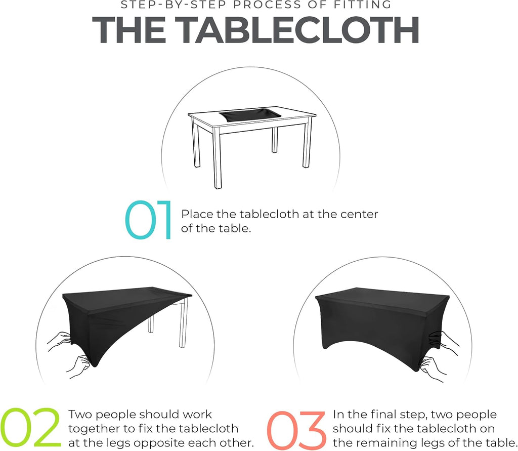 Utopia Kitchen 6Ft 10 Pack, Black Tablecloth for Rectangle Tables - Fitted Table Cloth Washable & Wrinkle Resistant Bulk Event Hospitality Wedding Banquet Corporate Functions Use