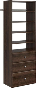 Easy Track PH40-TR Premium Tower Closet Storage Wall Mounted Wardrobe Organizer Kit System with Shelves & Drawers for Bedroom in Truffle with Hardware