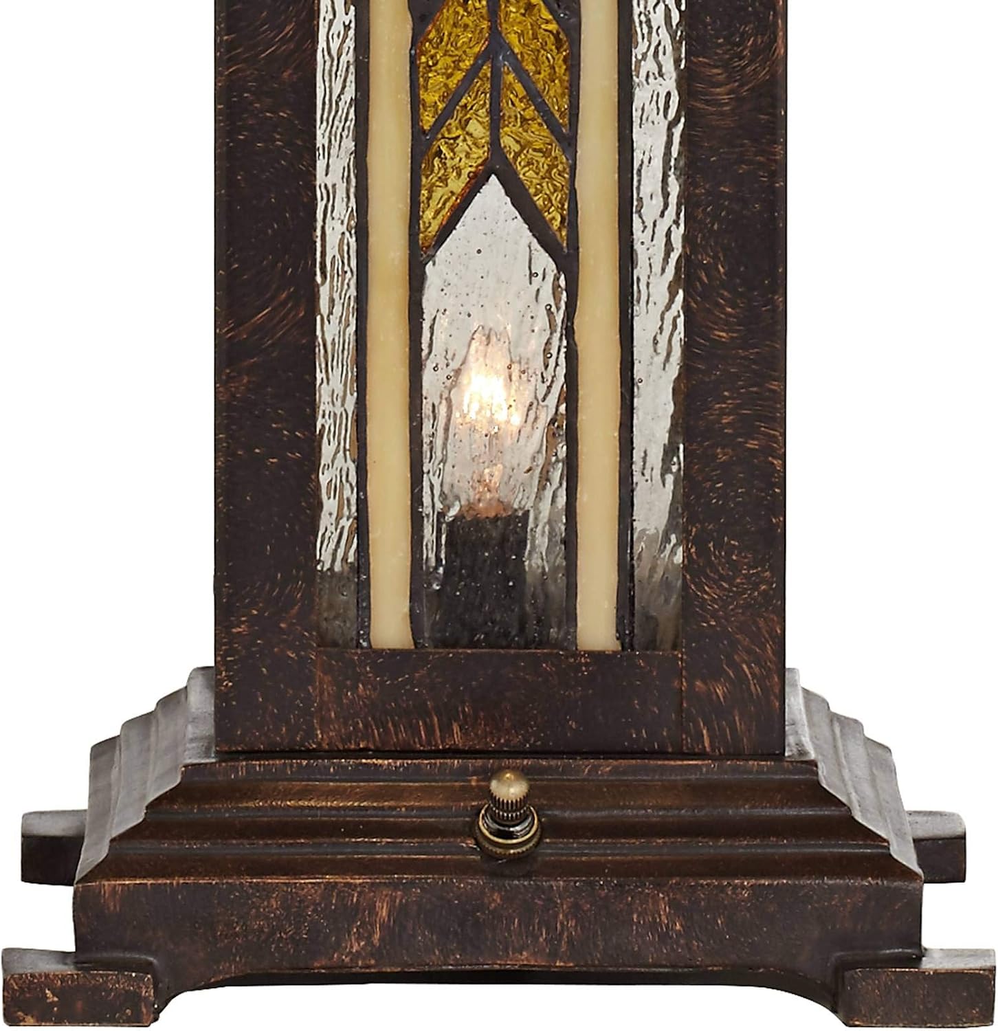 Franklin Iron Works Drake Mission Collection 25 1/2' High Tiffany-Style Farmhouse Rustic Southwestern Table Lamp Night Light Pull Chain Yellow Brown Art Glass Single Living Room Bedroom Bedside