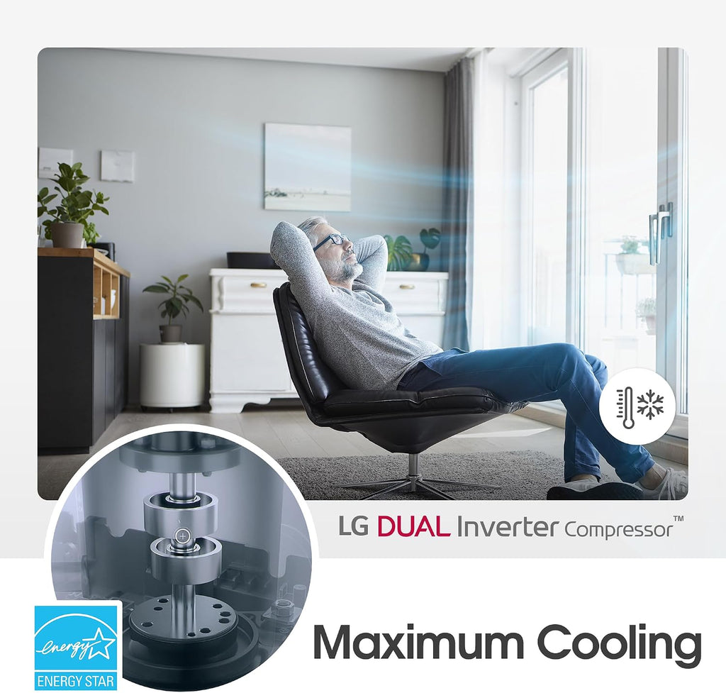 LG 14000 BTU Window Air Conditioner Energy Saving Dual Inverter Remote Control WiFi Enabled Works w/LG ThinQ, Alexa Washable Filer Ultra-Quiet Cools 700 Sq.Ft. for Large Room AC Unit White LW1522FVSM