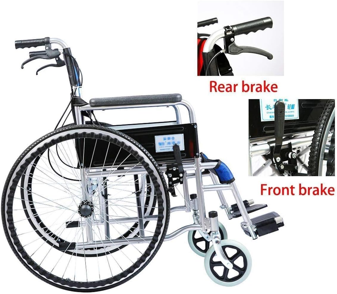 Wheelchair High-Carbon Steel, Fold Old Man Light Manual Inflatable Tire Convenient Manual Scooter,Portable