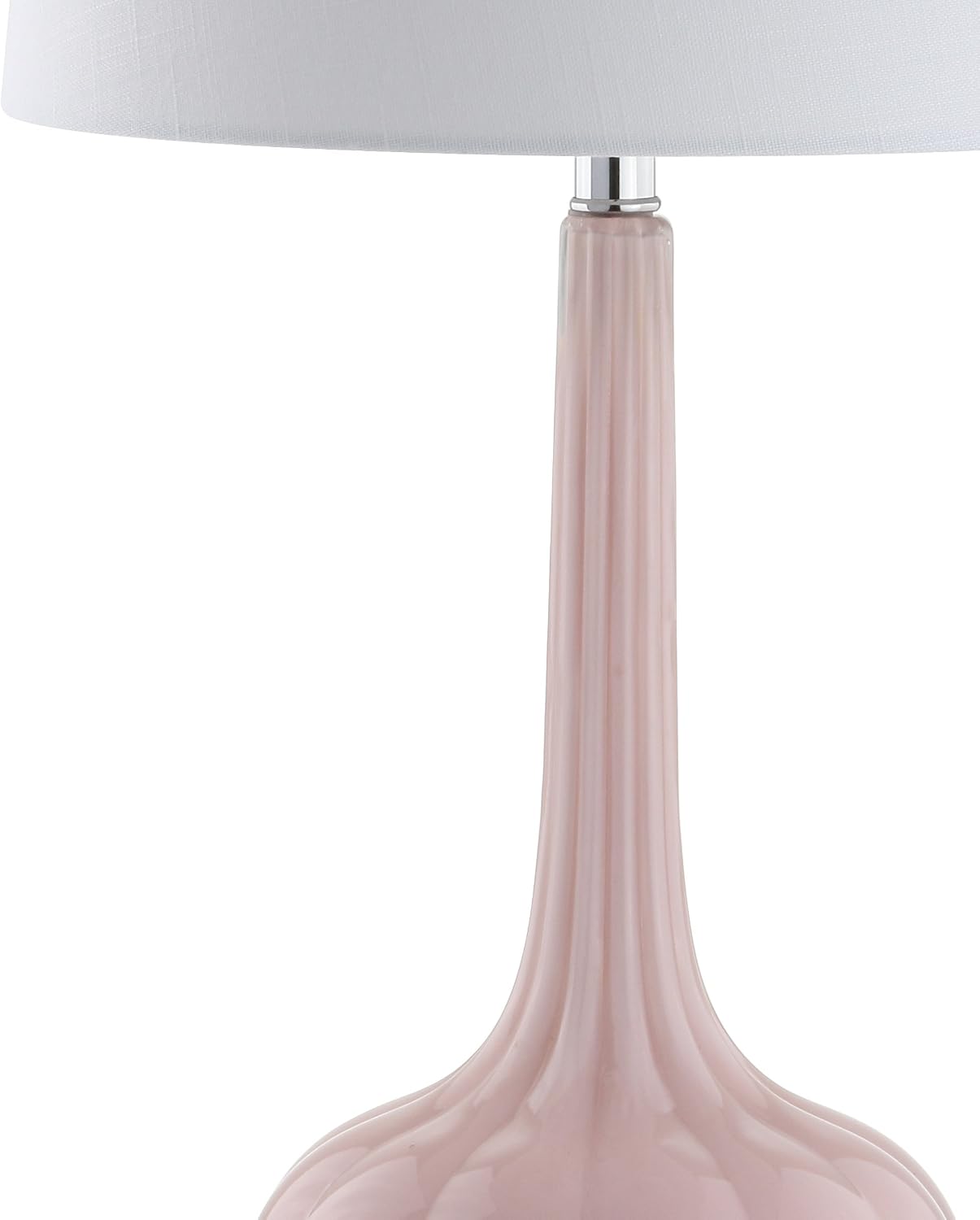 JONATHAN Y 28.5' Pink Glass Teardrop LED Table Lamp Set of 2 for Living Room Bedroom Nightstand, White Linen Shade Modern Transitional Bedside Desk Lamp JYL1079A-SET2