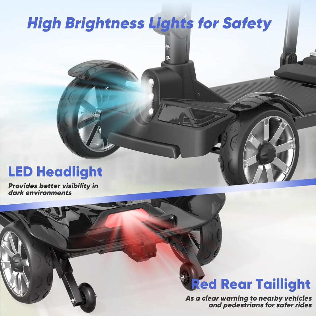 4 Wheels Mobility Scooters for Seniors,39LBS Light Frame&15 Miles Travel Range&350LBS Capacity&270W Brushless Motor Powered Wheelchair Folding Electric Scooter&Dust Cover&LED Lights&Auto Brake-Black