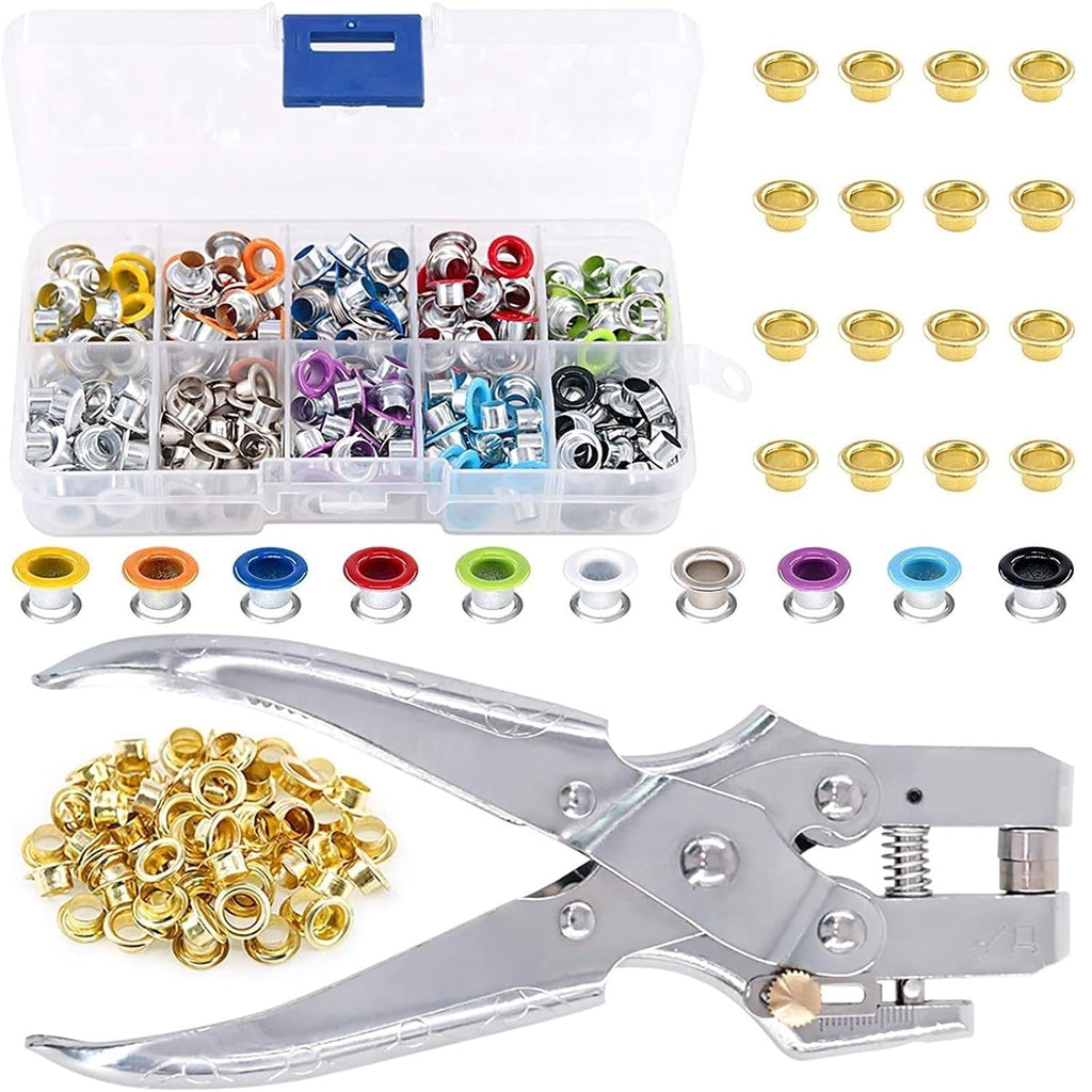 100/400 Sets 5mm Multi-Color Metal Eyelets Grommets Kit with Installation Tools, for Shoes Belts Bags Crafts for Fabric, Leather, Belt, Shoes, Clothes(5mm-400pcs 11colors)