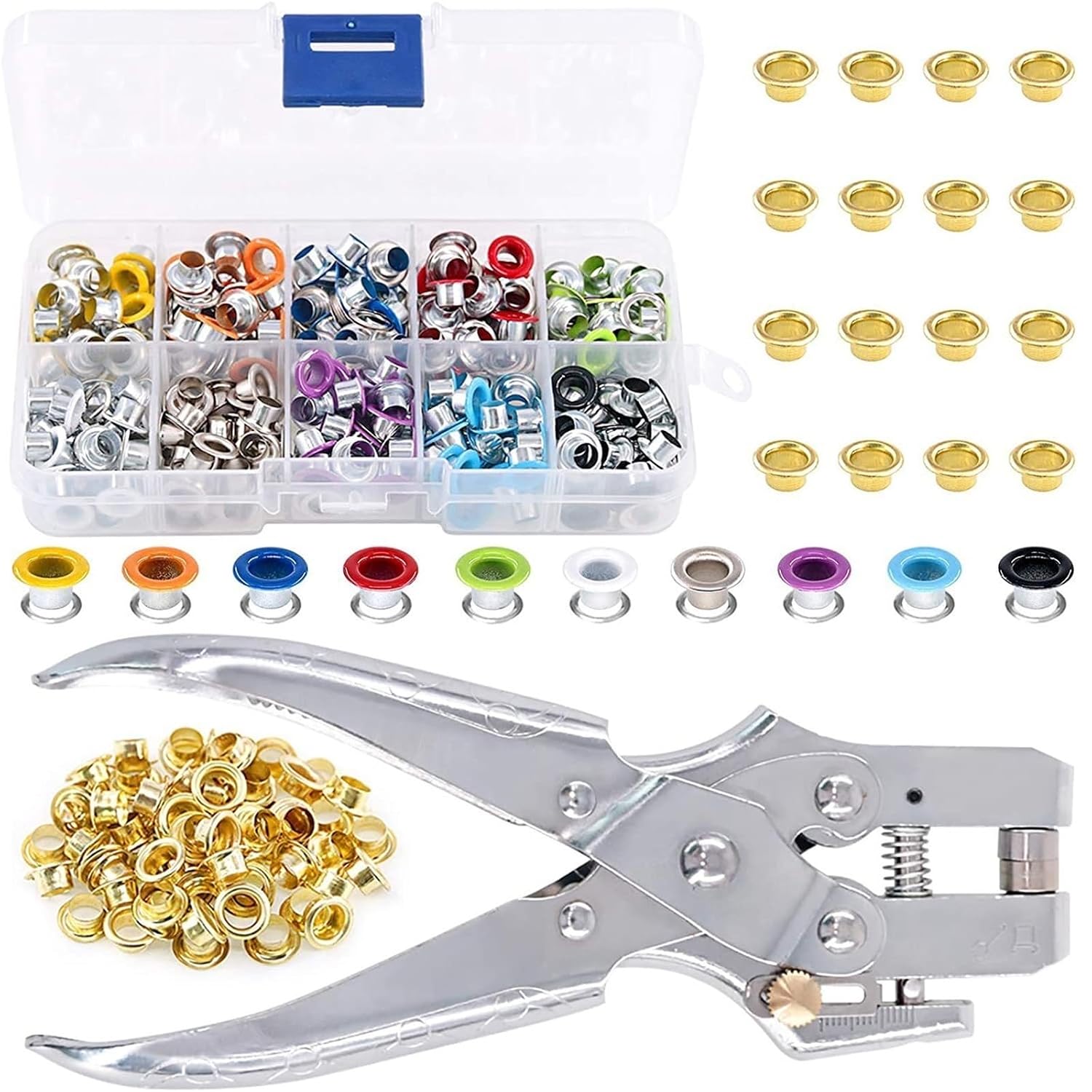 100/400 Sets 5mm Multi-Color Metal Eyelets Grommets Kit with Installation Tools, for Shoes Belts Bags Crafts for Fabric, Leather, Belt, Shoes, Clothes(5mm-400pcs 11colors)