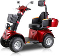Mobility Scooters for Seniors & Adults 400 Lb Weight All Terrain,Heavy Duty Foldable 4-Wheel Powered Scooter,Disability Electric Wheelchair with Lightweight Frame,Electromagnetic Brake,Red