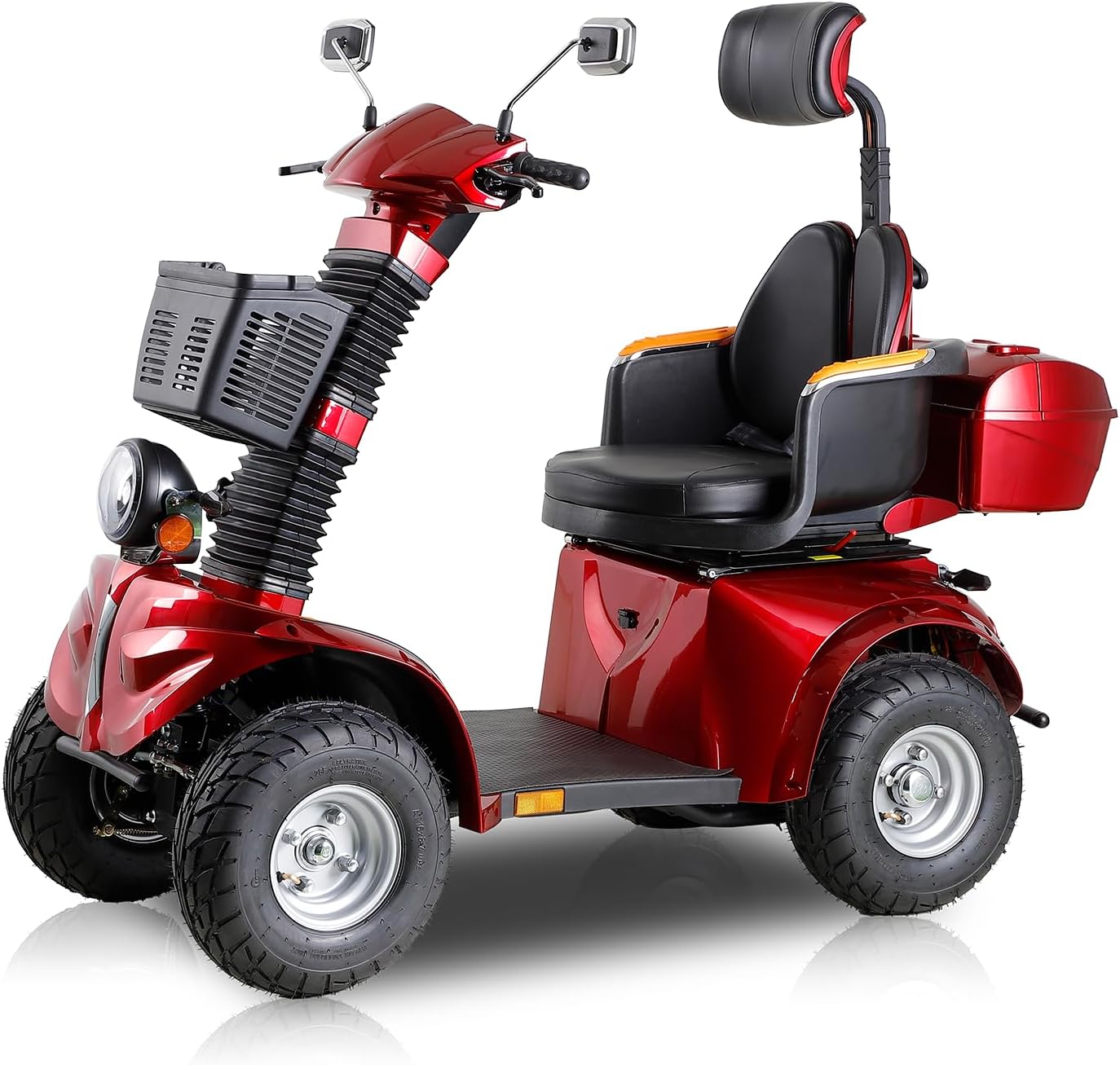 Mobility Scooters for Seniors & Adults 400 Lb Weight All Terrain,Heavy Duty Foldable 4-Wheel Powered Scooter,Disability Electric Wheelchair with Lightweight Frame,Electromagnetic Brake,Red