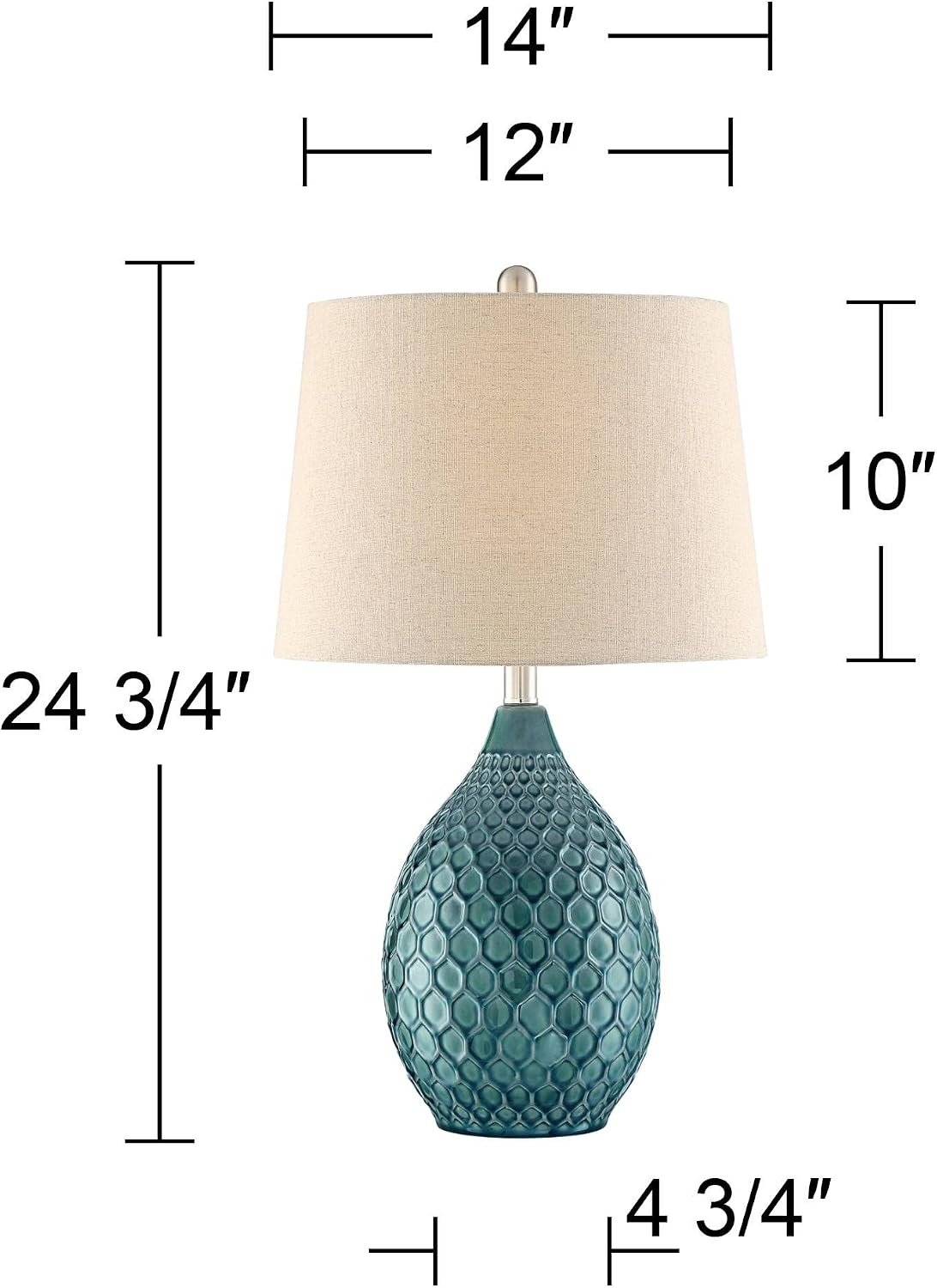 360 Lighting Kate Coastal Vase-Shaped Table Lamp 24.75' High Sea Foam Blue Green Ceramic Oatmeal Tapered Drum Shade for Cottage Core Living Room Bedroom Beach House Nightstand (Color May Vary)