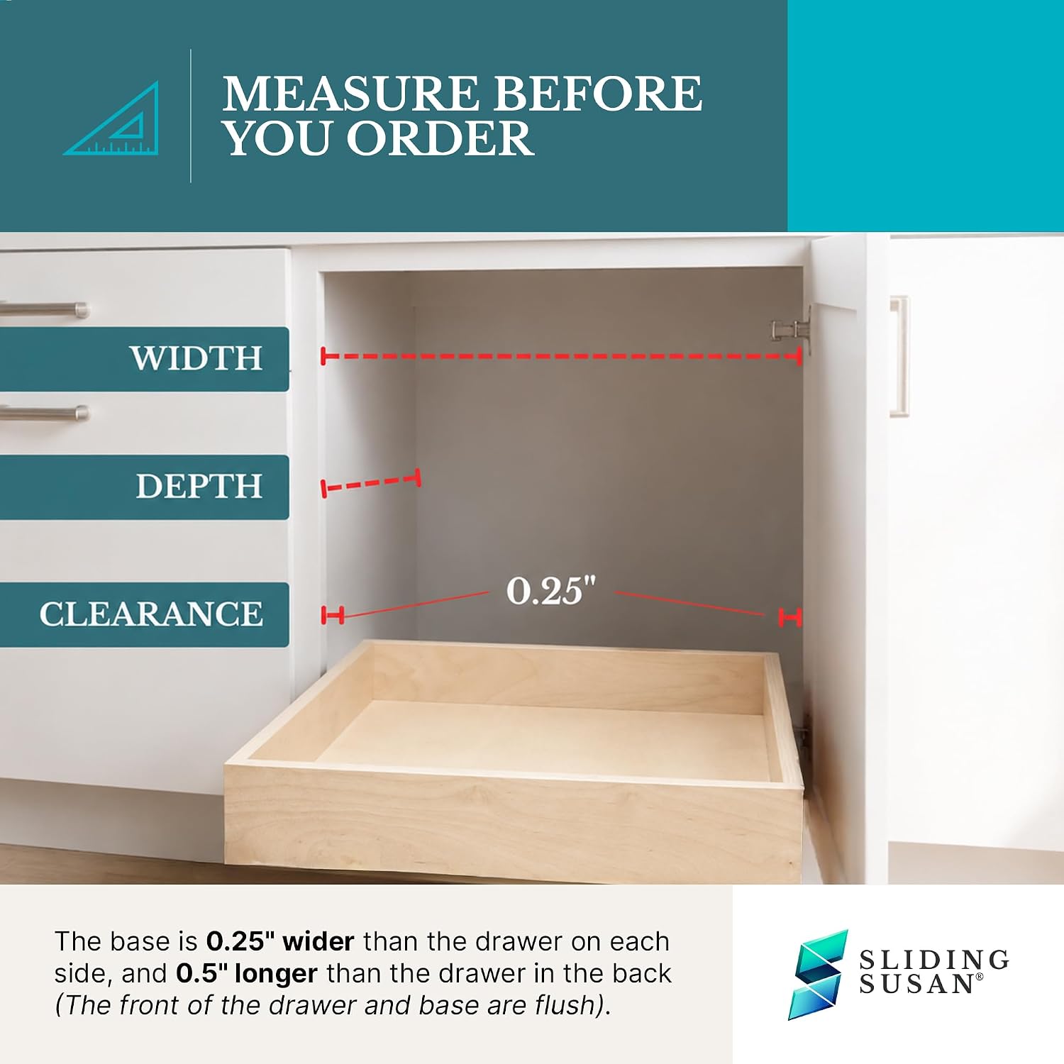 SlidingSusan 9 Ply Baltic Birch Pull Out Cabinet Drawer Organizer 12 Inch Wide x 18 Inch Deep Soft Close Sliding Shelf for Kitchen Cabinets, Pantry & Storage Areas, Heavy Duty Wooden Pullout Inserts