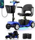 Mobility Scooters for Senior Adults, 15 Mile Electric Mobility Scooter with Detachable Battery, 4 Wheels Foldable Mobility Scooter with LED Headlights and USB Charging Port, 300 lbs Capacity (Blue)