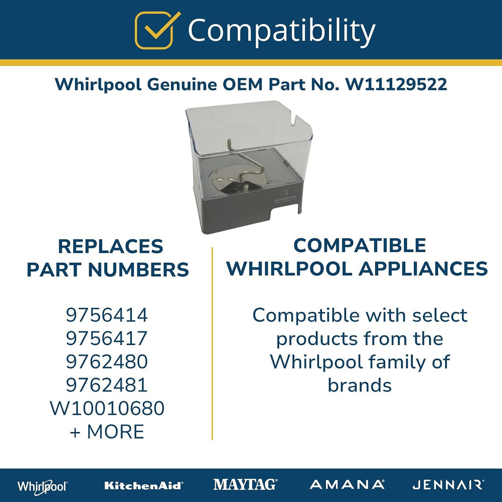 Whirlpool W11129522 Genuine OEM Refrigerator Ice Container Assembly Replacement Part - Replaces W10564750