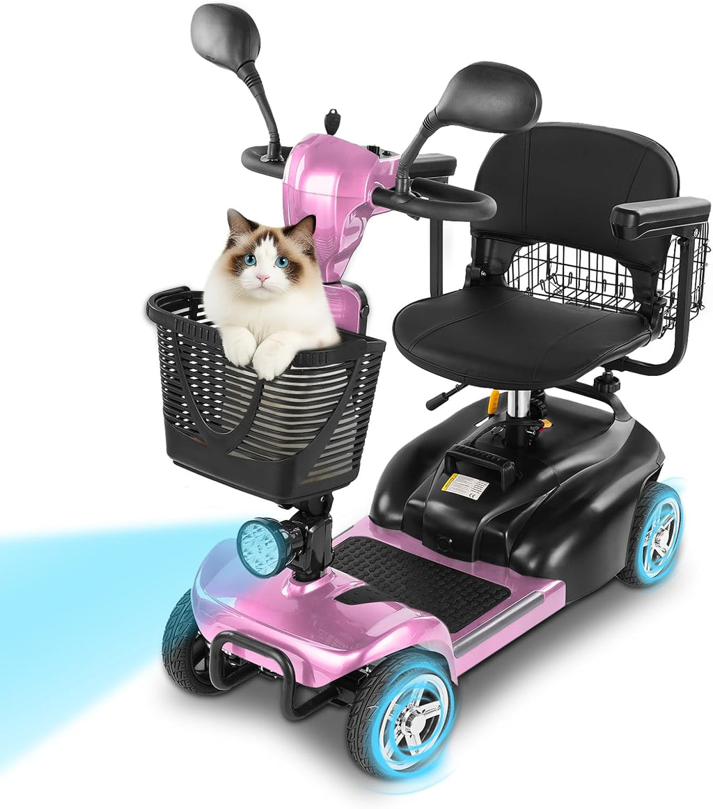 Mobility Scooter for Seniors/Adults,20/35 Miles up to 300lbs Capacity, 4 Wheels Mobility Scooters 350W 7MPH,USB Charging Detachable Lithium Battery with Rear Mirror