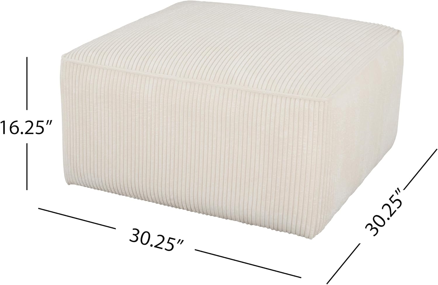 Christopher Knight Home Isa Square Ottoman Footstool, Corduroy Pouf Poufee Footrest Ottoman Large Seat, Modern Side Table for Living Room Bedroom Home Decor, Beige, 30'