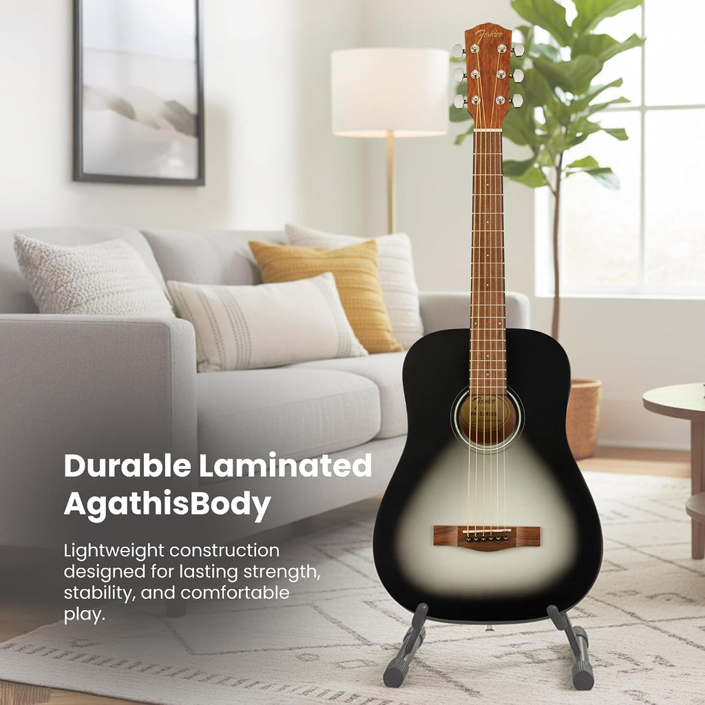 Fender FA-15 3/4-Scale Kids Steel String Acoustic Guitar - Moonlight Burst Bundle with Gig Bag, Tuner, Strap, Picks, and Austin Bazaar Instructional DVD