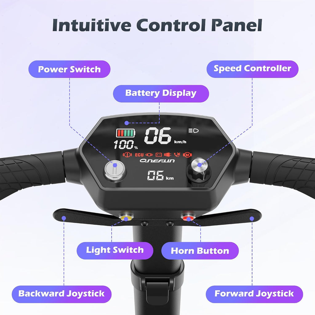 Lightweight Mobility Scooter for Seniors & Adults - 37.5lb Aluminum Frame, Dual Batteries 24.8 Miles Range, Cruise & Airline Approved, Foldable Portable Motorized Scooters, No Assembly Needed, Black