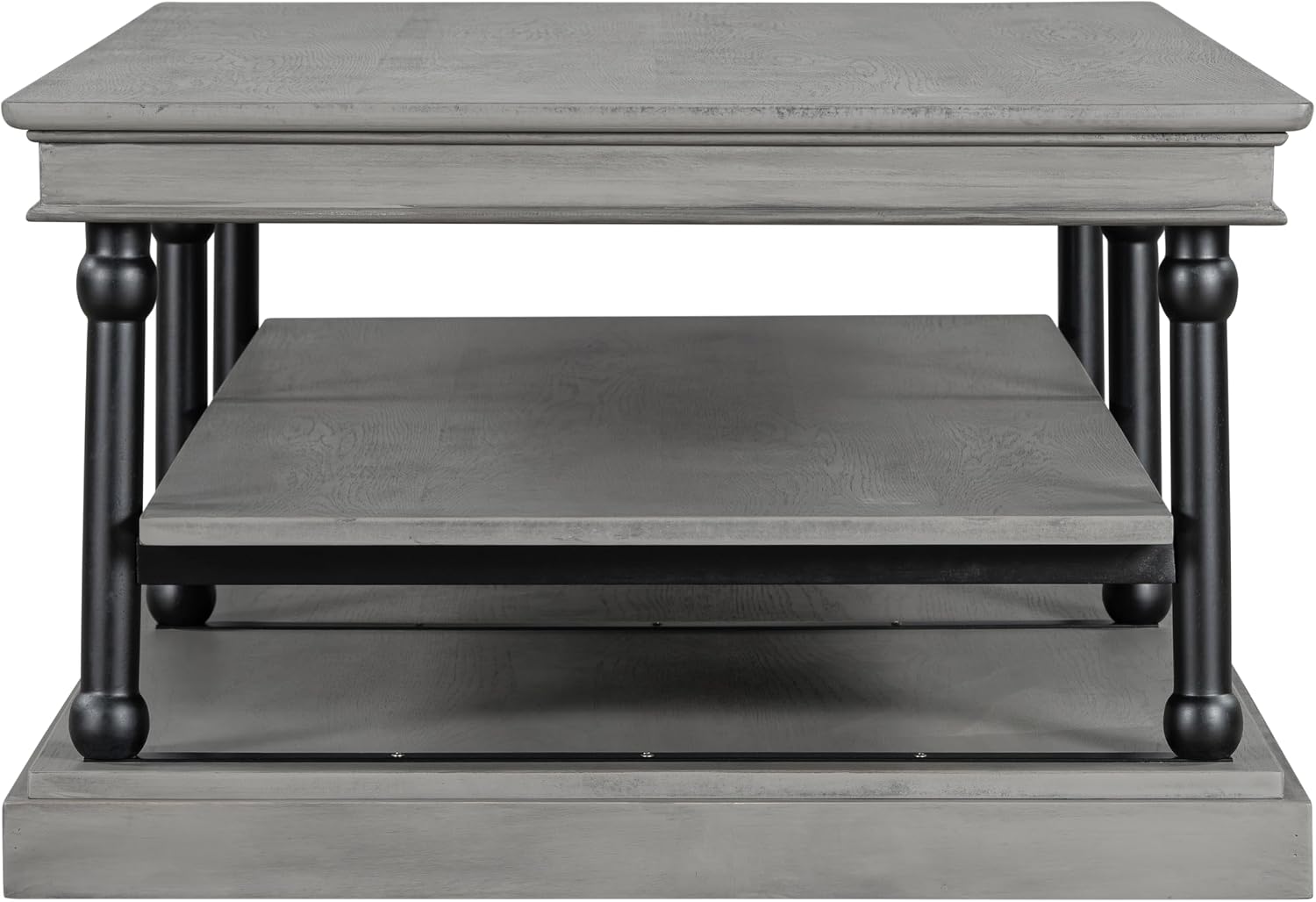Christopher Knight Home Oner Living Room Coffee Table with Spacious 2-Tier Design, Modern Rubberwood Rectangular Side Table, Multifunctional Accent Table with Open Storage Shelves, Black + Gray
