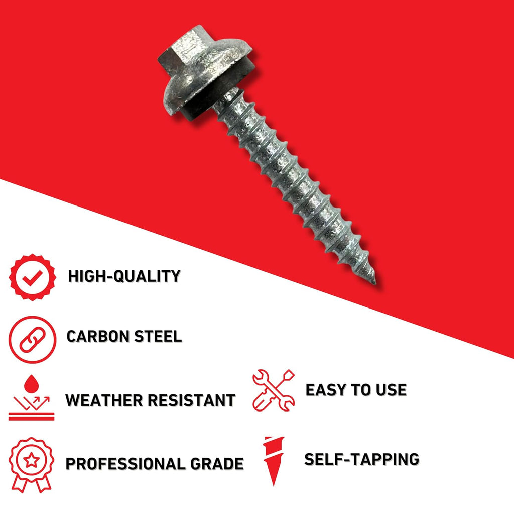 EAGLE 1 Long-Life Metal Roofing Screws: #14 x 1.5 Dome Cap Metal Roofing Screws (250-Count), Self-Tapping Tip, EPDM Washer, Multiple Colors/Includes 5/16' Magnetic Hex Bit Driver (Black, 250)