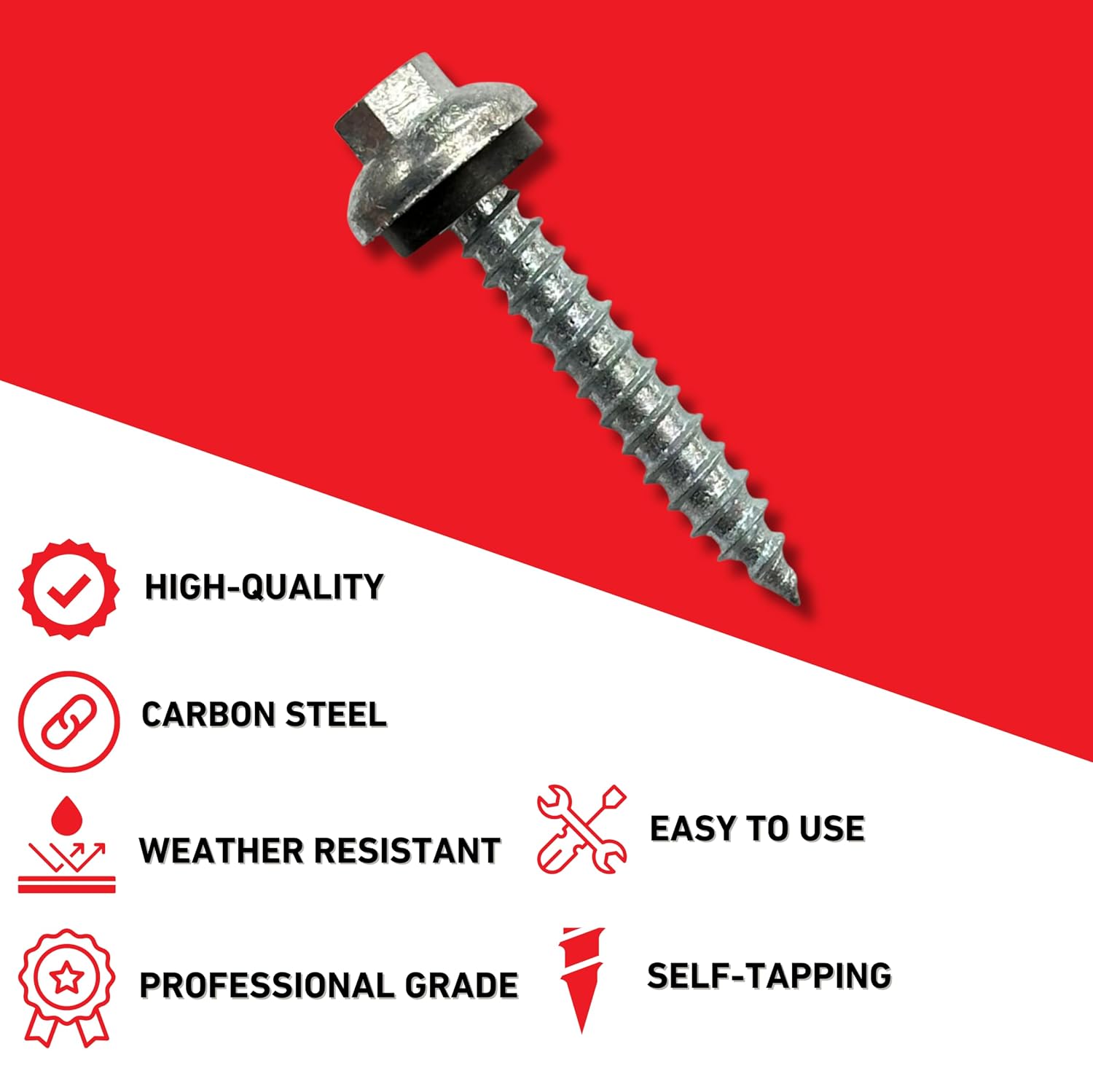 EAGLE 1 Long-Life Metal Roofing Screws: #14 x 1.5 Dome Cap Metal Roofing Screws (250-Count), Self-Tapping Tip, EPDM Washer, Multiple Colors/Includes 5/16' Magnetic Hex Bit Driver (Black, 250)