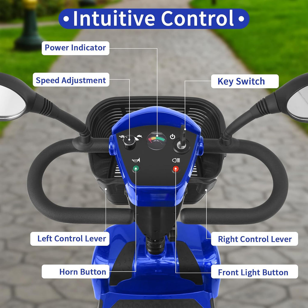 Mobility Scooter for Seniors/Adults, up to 300lbs Capacity, 4 Wheels Mobility Scooters with 15 Miles 350W 5/7MPH, Electric Wheelchair, Adjustable Seat with Rear Mirror