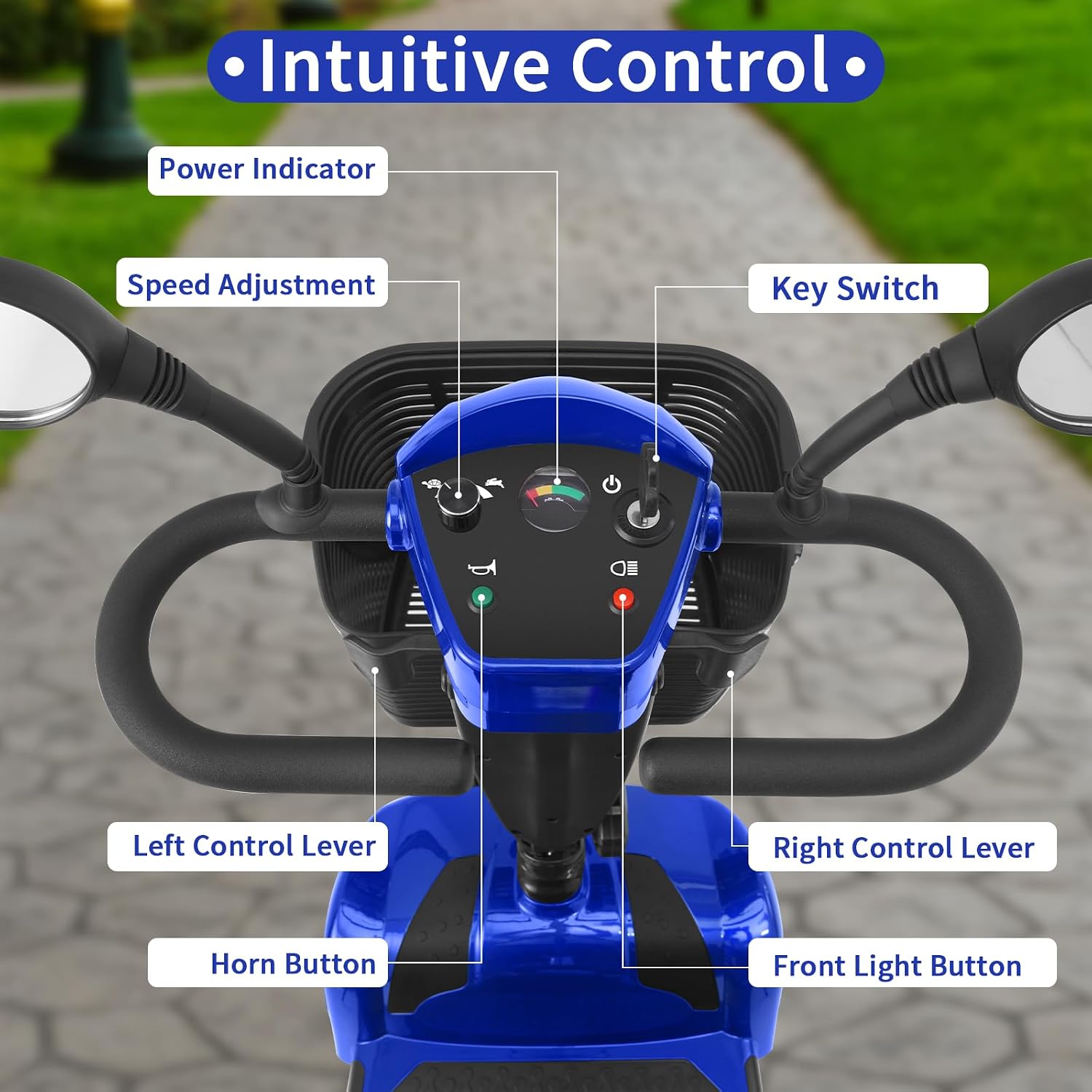 Mobility Scooter for Seniors/Adults, up to 300lbs Capacity, 4 Wheels Mobility Scooters with 15 Miles 350W 5/7MPH, Electric Wheelchair, Adjustable Seat with Rear Mirror