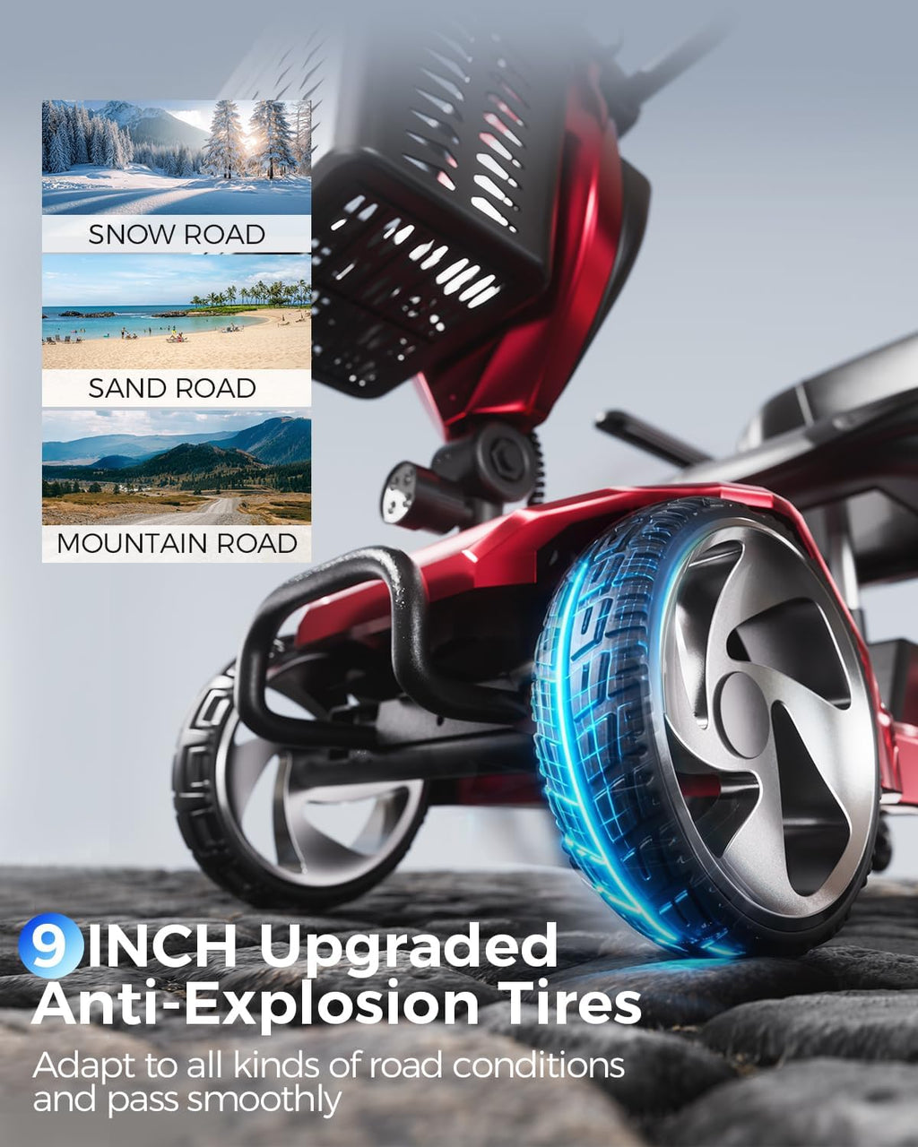 Foldable Mobility Scooters for Seniors, FSA&HSA Eligible, 330LBS Capacity 4 Wheel Lightweight Mobility Scooters for Adults, Powered Electric Mobility Scooters, Folding Travel Motorized Scooters-Red