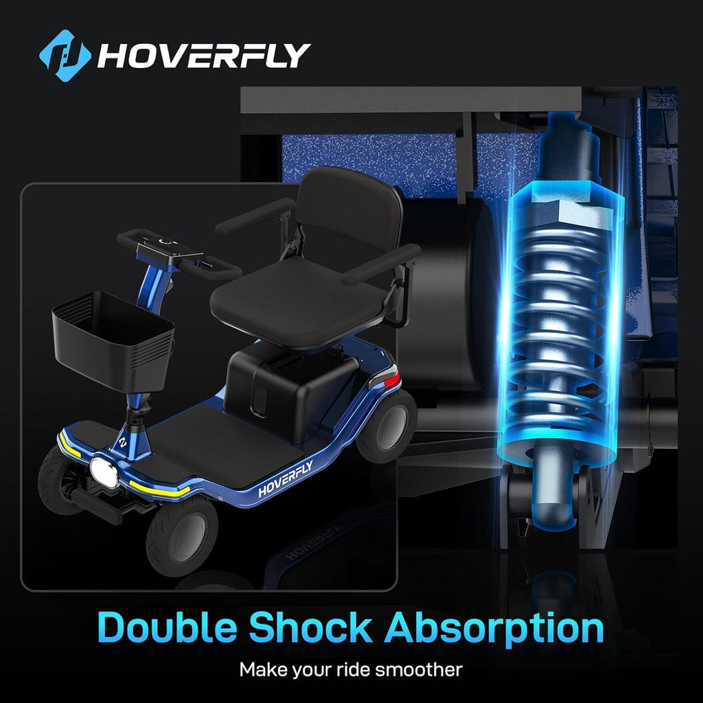 Hoverfly T5 Mobility Scooter for Seniors, Max 16.8-Mile Range & 5 mph, 3-Position Seat & Anti-slip Rear Wheel, Removed Battery & Quick Fold Design, Solid 9' Tire &330 lb Capacity, Ease of Assembly Red
