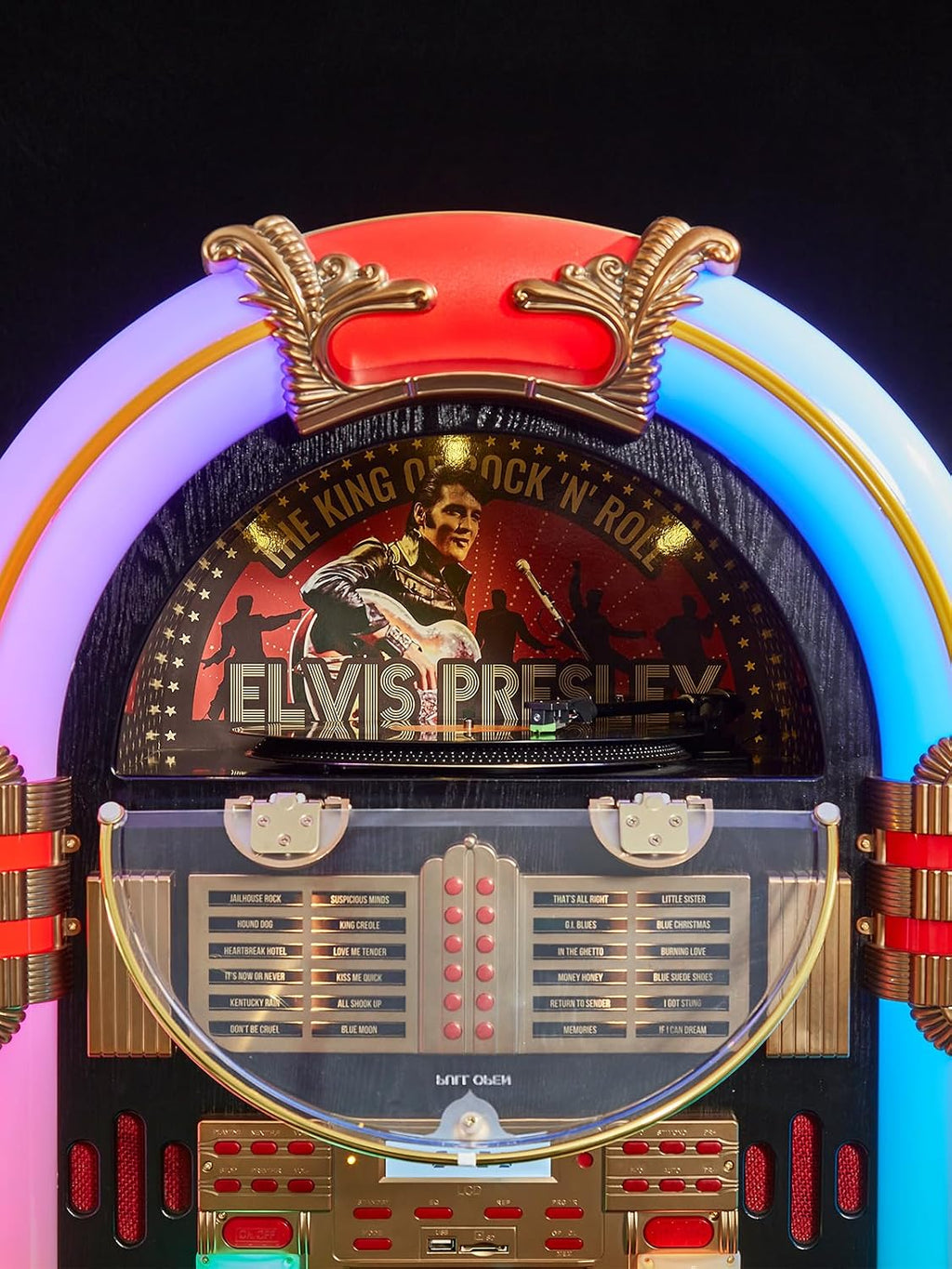 Arkrocket x Elvis Presley Jukebox Saturn V Full Size Bluetooth Vinyl Record Jukebox CD Player Vintage Radio Retro Turntable Classic Jukebox 51 inch