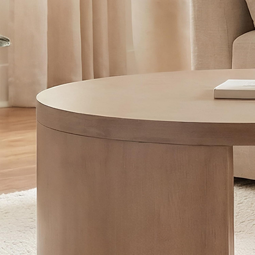 Round Coffee Table Set of 2, Nesting Coffee Tables with Storage, Living Room Table Set, Modern Wood Center Table for Living Room, Apartment, 31.5' & 18' Accent Table Set, Gray